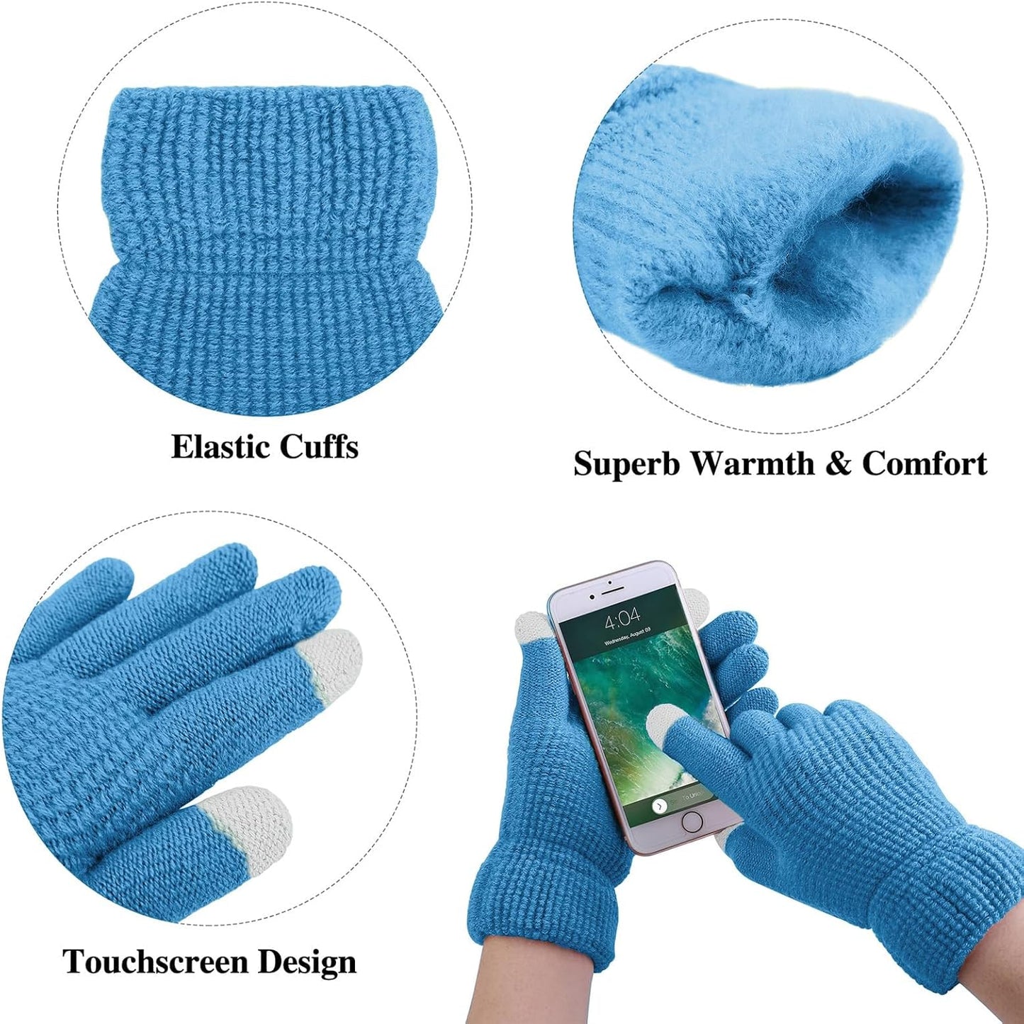 CozyChic Winter Set – Pom-Pom Beanie, Scarf & Touchscreen Gloves