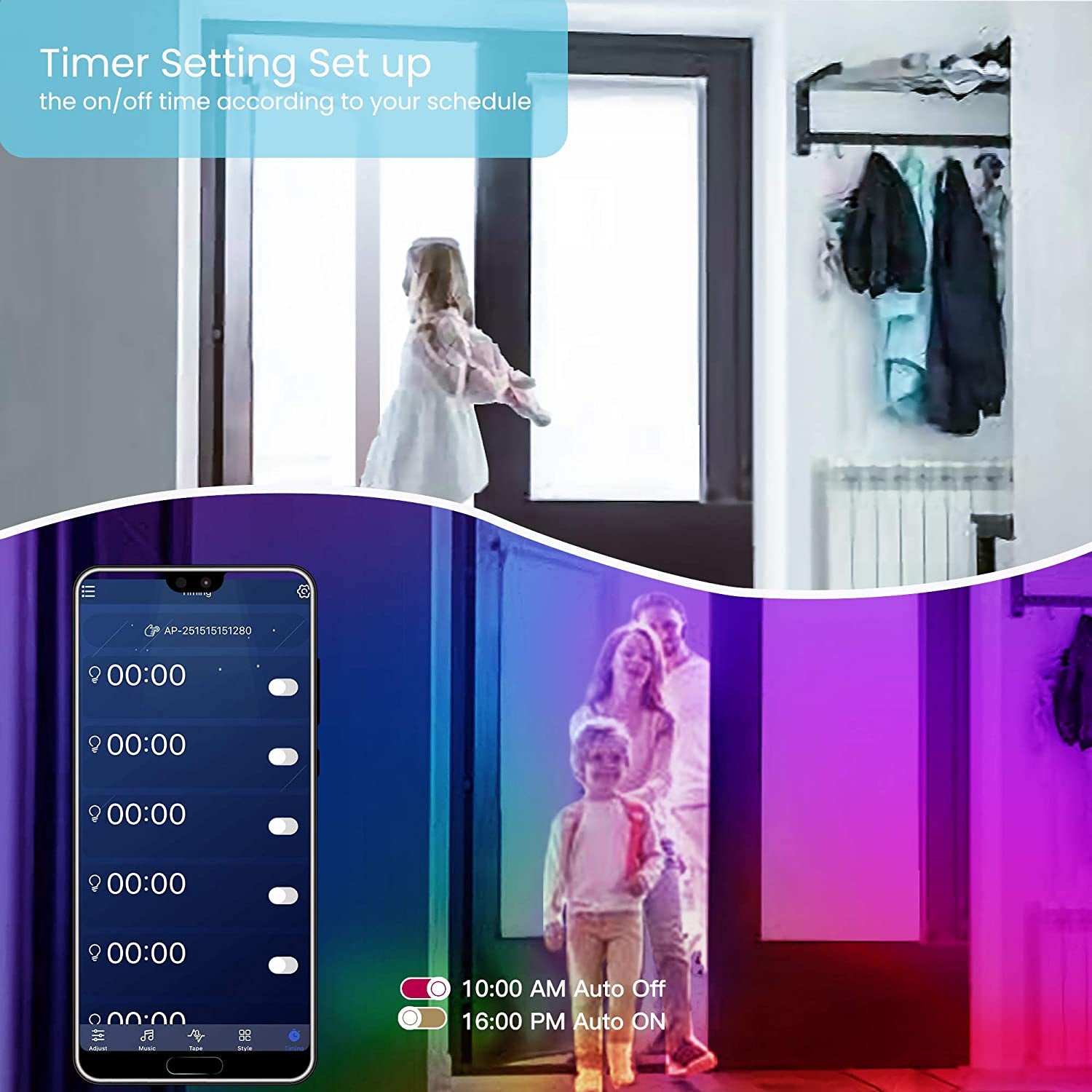 50FT Bluetooth LED Strip Lights – Colour-Changing, Music-Sync Magic with App & Remote